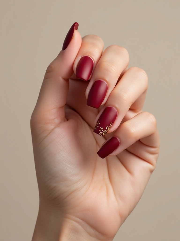 velvet red gilded nails