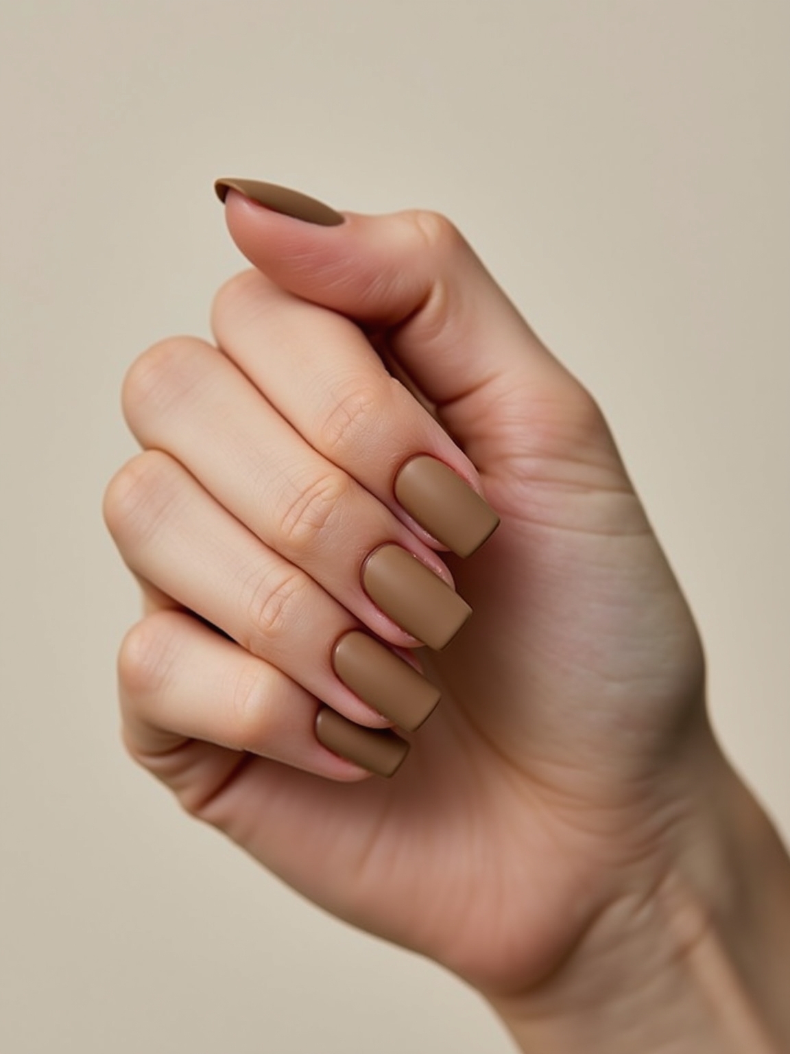 velvety matte taupe manicure