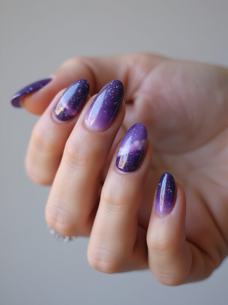 violet cat eye diagonal shimmer