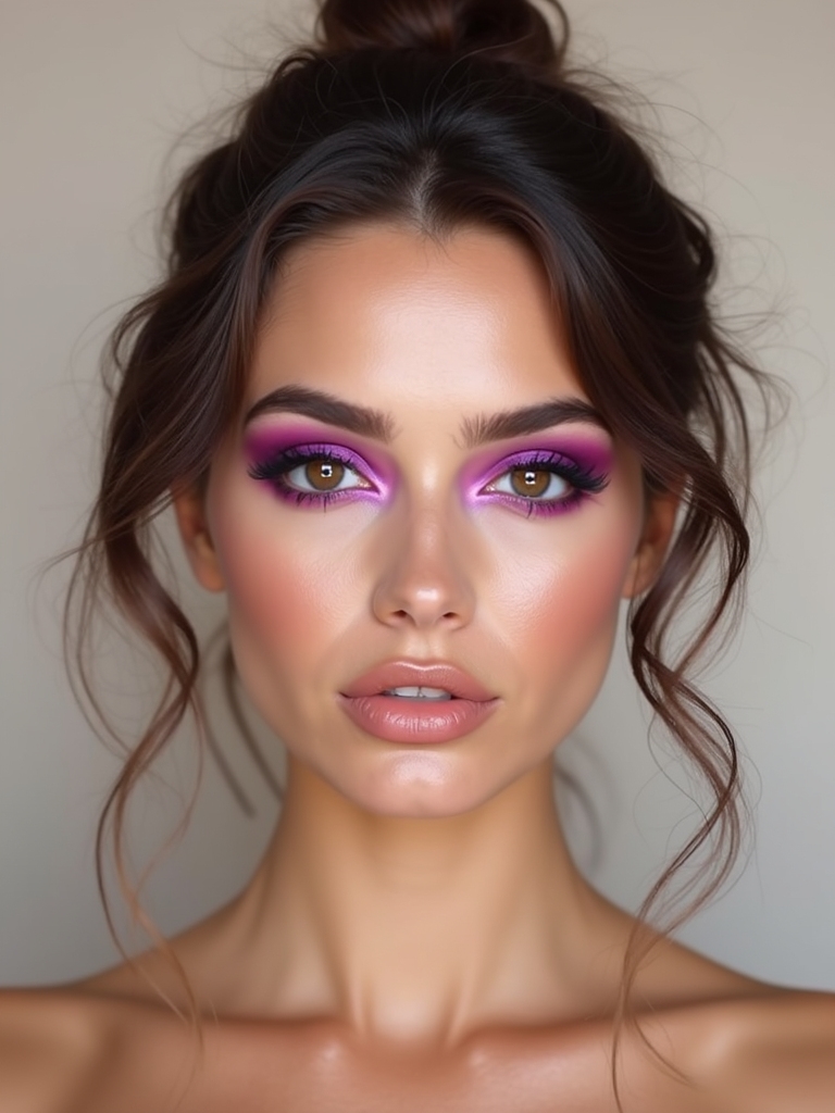 violet to pink ombr eyeshadow