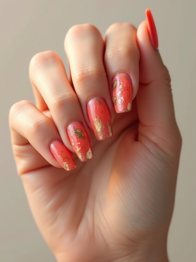 warm coral with gold