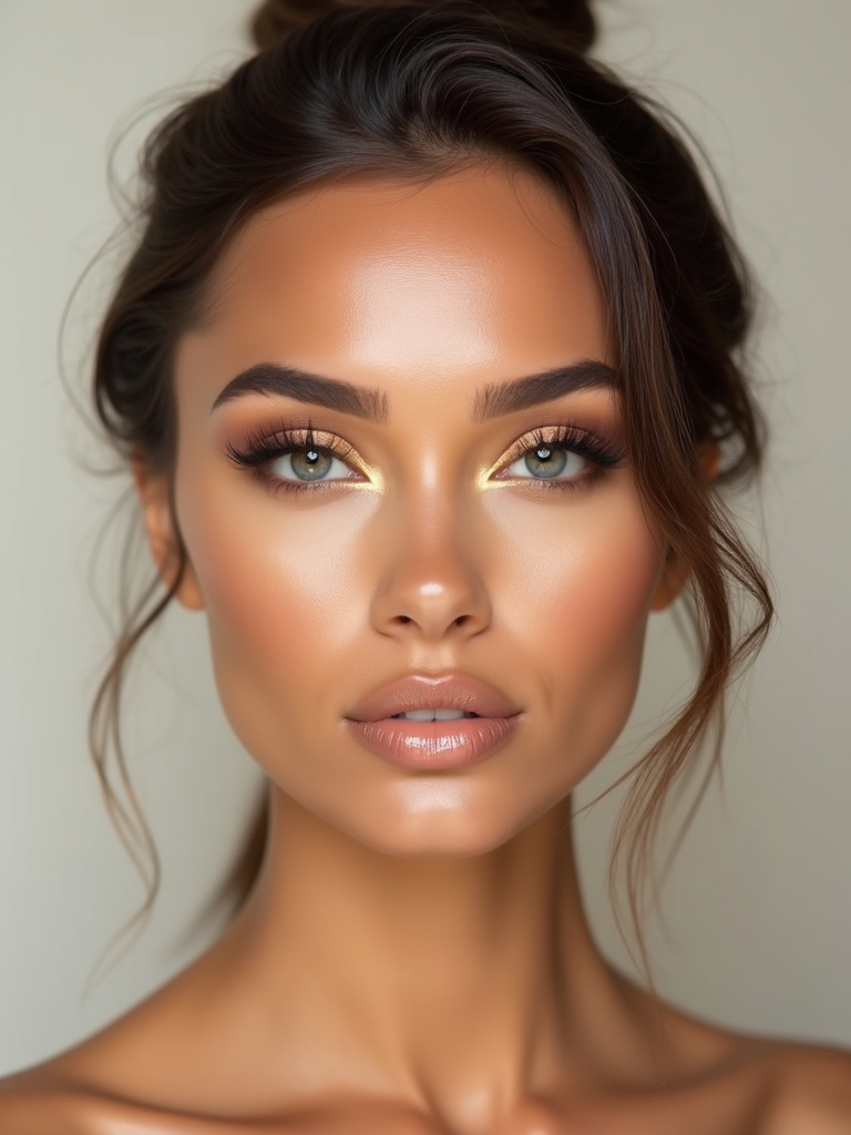 warm metallic bronze smokey eye