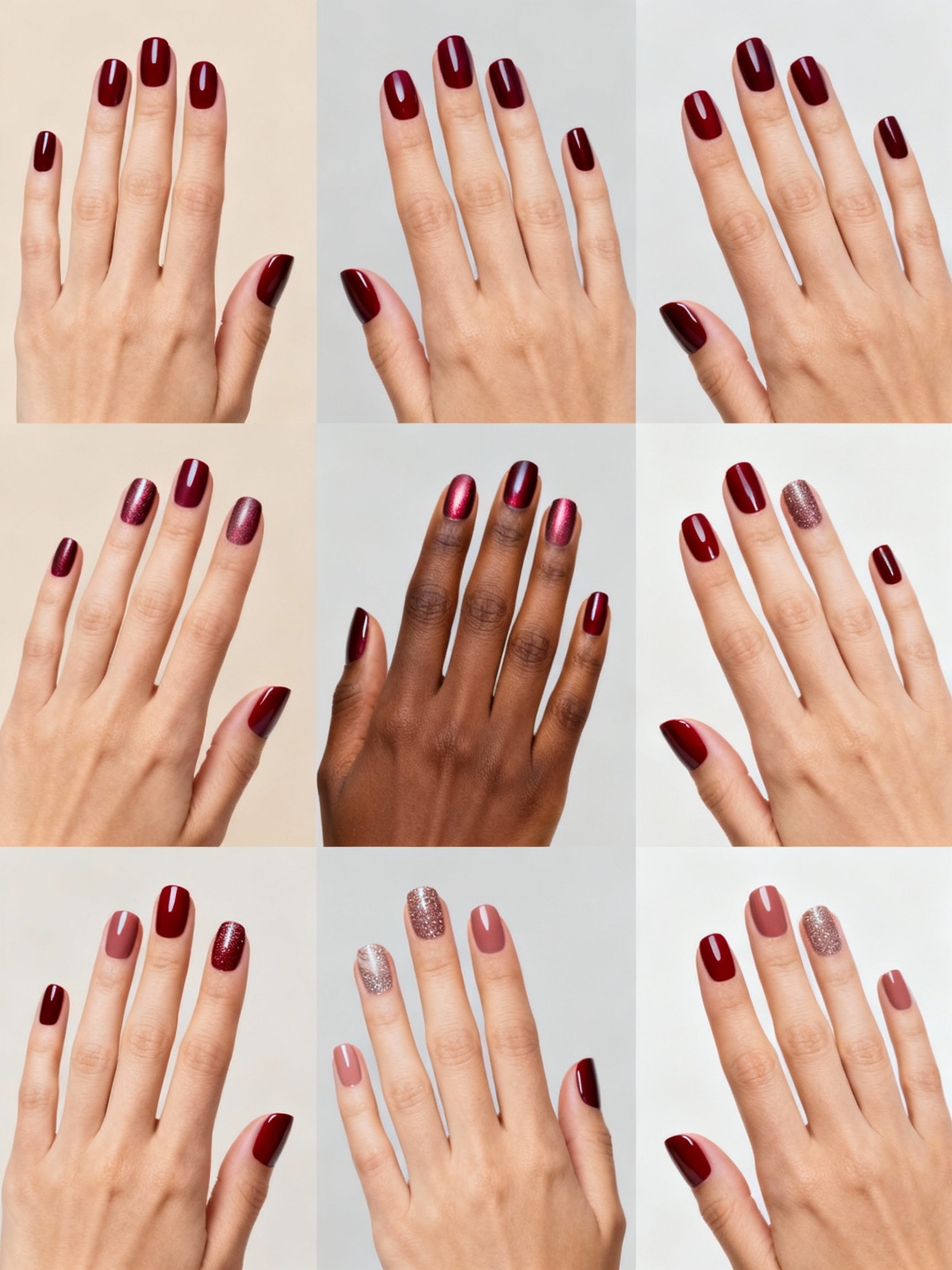 warm wine red luxe nails