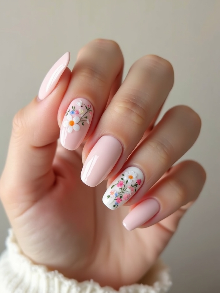 whimsical feminine floral naildesigns