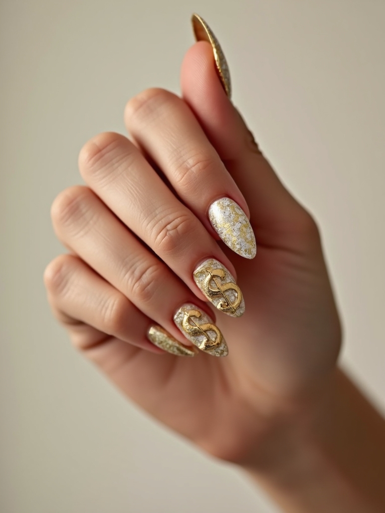 y2k dollar sign nails